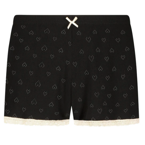 Black Hearts Pointelle Short Mid Rise