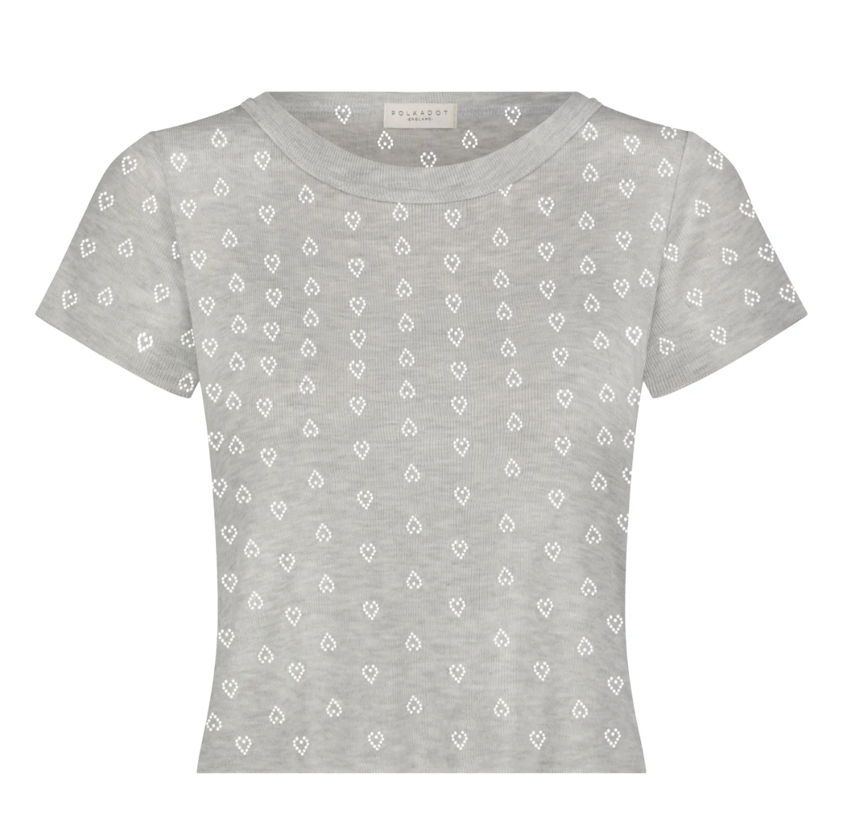 Heather Grey Hearts Pointelle Baby Crop Tee