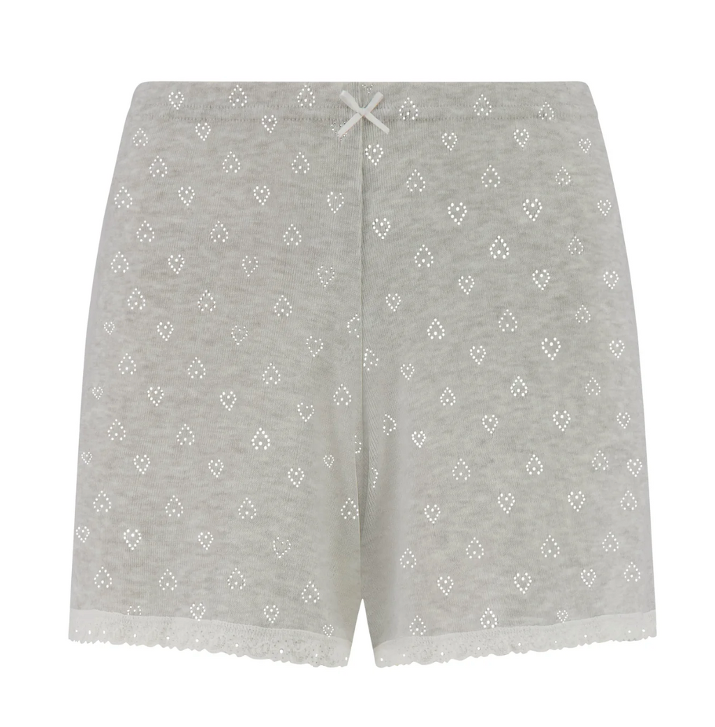 Heather Grey Hearts Pointelle Long Short Hi Rise
