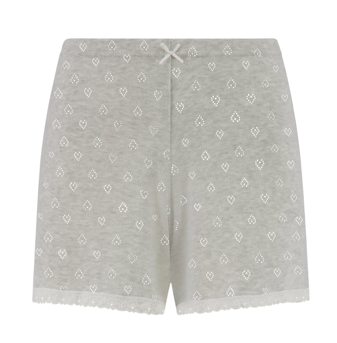 Heather Grey Hearts Pointelle Long Short Hi Rise